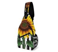 Arte De Girasol Con Bandera Estadounidense En Blanca Y Negro Unisex Bolso Cruzado Pequeño Bolsa De Pecho Ligero Sling Bag Para Viaje Acampar Moto