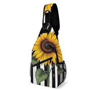 Arte De Girasol Con Bandera Estadounidense En Blanca Y Negro Unisex Bolsos De Hombro Antirrobo Sling Bag Multiusos Mochilas De Hombro Para Moto Acampar Uso Diario