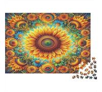 Arte de Girasol psicodélico 1000 Piezas Cartón Grueso Rompecabezas Conjunto Coleccionistas Imposible Difícil Desafío Juego Educativo 70x50cm/1000pcs