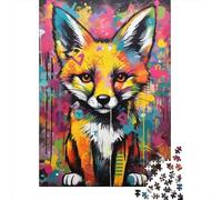 Arte de Graffiti de Zorro Colorido Paquete De 1000 Piezas Papel Ecológico Entrenamiento Cerebral Fácil De Limpiar Portátil Rompecabezas Atractivo 52x38cm/1000pcs