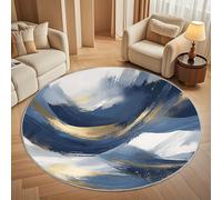 Arte de Grafiti Azul Abstracto Alfombra Redonda para Salón 100 cm, Marina de Guerra Alfombra Redonda Antideslizante de Pelo Corto Lavable a máquina para Pasillo y Dormitorio Cojines Decorativos