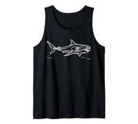 Arte de Great White Shark Line Ocean Predator Marine Life Camiseta sin Mangas
