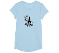 Arte de Guerrero Espiritual samurái japonés para Hombres Camiseta, Niñas, Azul Bebé, S