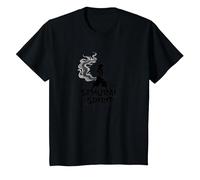 Arte de Guerrero Espiritual samurái japonés para Hombres Camiseta, Niños, Negro, 12 años