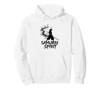 Arte de Guerrero Espiritual samurái japonés para Hombres Sudadera con Capucha, Unisex para Adultos, Blanco, L