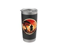 Arte de guerreros inspirados en Ukiyoe retro samurái japonés Vaso térmico de acero inoxidable de doble pared