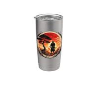 Arte de guerreros inspirados en Ukiyoe retro samurái japonés Vaso térmico de acero inoxidable de doble pared