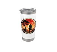 Arte de guerreros inspirados en Ukiyoe retro samurái japonés Vaso térmico de acero inoxidable de doble pared