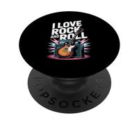 Arte de guitarra eléctrica I Love Rock And Roll PopSockets PopGrip Adhesivo