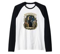Arte de Halloween de Gato Negro Solo para Miembros de Midnight Club Camiseta Manga Raglan