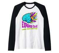 Arte de Hongos cristalinos Coloridos del Cerebro anatómico Surrealista Camiseta Manga Raglan