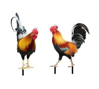 Arte de jardín acrílico con forma de gallo diseñado para todas las estaciones, fácil de colocar en tu patio (combinación)