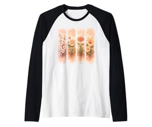 Arte de jardín botánico Floral de Acuarela de melocotón Suave Camiseta Manga Raglan