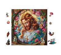 Arte de Jesús con Rosas Rompecabezas 100 Piezas Cartón Resistente para Toda La Familia Desconectar Estrés Ocio Creativo En Casa Mejor Valorado 28x28cm