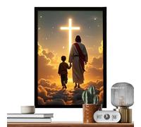 Arte de Jesús,Marco de fotos religiosas LED con iluminaciones,Jesús enmarcado murales pinturas cristianas - Decoración del hogar para Navidad Y Pascua