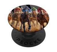 Arte de Jockeys de Carreras de Caballos, Santa Anita del Mar, Pura Sangre PopSockets PopGrip Adhesivo