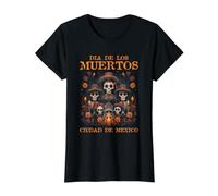 Arte de la Banda Familiar del Esqueleto de Mariachi del Día de los Muertos Camiseta gráfica económica, Mujer, Negro, M