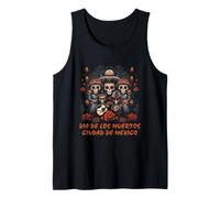 Arte de la Banda Familiar del Esqueleto de Mariachi del Día de los Muertos Camiseta sin Mangas