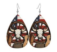 Arte De La Bandera Estadounidense Con Equipo De Vaqueros Del Oeste Mujer Pendientes Colgantes Largos Pendiente De Gancho Grandes Pendiente De Gota Para Banquete Fiesta Múltiples Piercings