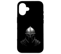 Arte de la cabeza del casco de caballero medieval Carcasa para iPhone 16
