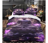 Arte de la Cara de Buda Funda de Edredón Impresión 3D 3 Piezas Suave Cierre de con Fundas de Almohada Monje Sereno Negro Blanco Funda Edredon for niños y niñas Super King（260x220cm）