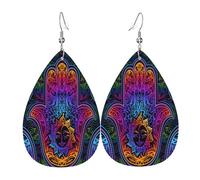 Arte De La Cultura Judía, Bohemio, Mal De Ojo, Mano De Hamsa Pendiente Ligeros Pendientes Cómodo Pendiente De Cuero Para Mujer Día De La Madre