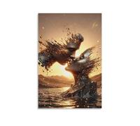 Arte de la escultura de pareja Cuadro En Lienzo Cuadros Decoracion Puesta de sol dorada Pinturas Murales Cuadros Modernos Impresiones Lienzo Para Sala De Estar Decoración Dormitorio 12x18inch(30x45cm)