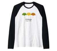 Arte de la Hoja de Ginkgo - Ginkgo biloba Botanical Camiseta Manga Raglan