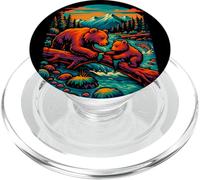 Arte de la Naturaleza al Aire Libre de Oso y Cachorro, Osos del Amor PopSockets PopGrip para MagSafe