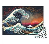 Arte de la Ola Japonesa Puzzle 1000 Piezas De Cartón Grueso Conjunto De Rompecabezas Anti Estrés Adultos para Pasatiempos En Casa como Regalo Original 70x50cm/1000pcs