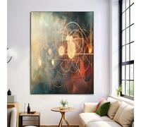 Arte de la Pared de la Lona Carteles e Impresiones, Mezcla de colores Círculos Líneas Abstracto Universo Lienzo Pintura Cuadros de Sala de Estar Decoración, 50x70cm Sin Marco