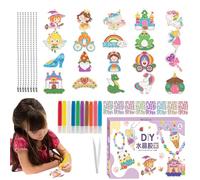 Arte de la pintura con cristales de bricolaje - Kit de llavero Pegamento Pintura Colgante Juguete - Hornear gratis el juego de manualidades artístico con pintura educativa para regalos de cumpleaños