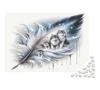 Arte de la Pluma del Lobo 1000 Piezas Cartón Extra Grueso Rompecabezas Conjunto Pareja Socios Entrenamiento De Concentración Idea De Regalo 52x38cm/1000pcs