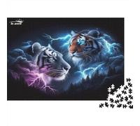 Arte de la tormenta del Tigre 1000 Piezas Stock De Cartas Premium Rompecabezas Premium para Adultos Desafío Educativo Decoración De Paredes 52x38cm/1000pcs