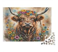 Arte de la Vaca de Highland Puzzle 1000p para Parejas Actividad para Fiestas Reto Mental Mejor Valorados Relax En Casa Papel Grueso 38x26cm/1000pcs