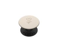 Arte de línea botánica Minimalista Beige con corazón de Flores PopSockets PopGrip Adhesivo