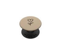 Arte de línea botánica Minimalista Beige/marrón con corazón de Flores PopSockets PopGrip Adhesivo