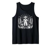 Arte de línea de Hongos Fairycore Jardinero Esqueleto Camiseta sin Mangas