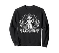 Arte de línea de Hongos Fairycore Jardinero Esqueleto Sudadera