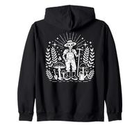 Arte de línea de Hongos Fairycore Jardinero Esqueleto Sudadera con Capucha