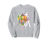 Arte de línea Negra de Graffiti de Pantera Rosa Sudadera, Unisex para Adultos, Gris Jaspeado, XL