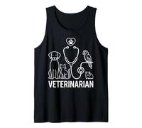 Arte de línea Veterinaria para Mascotas con Estetoscopio Camiseta sin Mangas