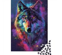 Arte de Lobo Colorido 1000 Piezas Cartón Extra Grueso Paquete De Rompecabezas para Adultos Niños Juego Desafiante Decoración De Paredes 38x26cm/1000pcs