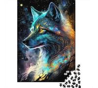 Arte de Lobo Cósmico 1000 Piezas Puzzle para Adultos: Silueta de Lobo Cósmico Imposible Difícil y Educativo para Aliviar el Estrés 70x50cm/1000 Piezas