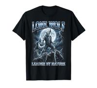 Arte de Lone Wolf Leader by Nature Aullando la Luna Llena Camiseta
