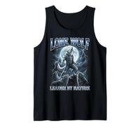 Arte de Lone Wolf Leader by Nature Aullando la Luna Llena Camiseta sin Mangas