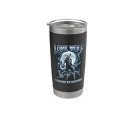 Arte de Lone Wolf Leader by Nature aullando la luna llena Vaso térmico de acero inoxidable de doble pared