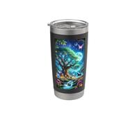 Arte de Magical Fantasy Enchanted Forest Unicorn Fairy Moon Vaso térmico de acero inoxidable de doble pared