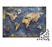 Arte de Mapa Mundial Vintage Jigsaw Mapa del Mundo Puzzle Mil Piezas Papel Resistente - para Jóvenes Adultos Ocio Desarrollo Cognitivo Difícil 38x26cm/1000pcs