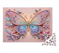 Arte de Mariposa Adornado Puzzle 1000 Piezas De Cartón Grueso Rompecabezas DIY Mindfulness para Actividades En Familia como Regalo De Graduación 38x26cm/1000pcs